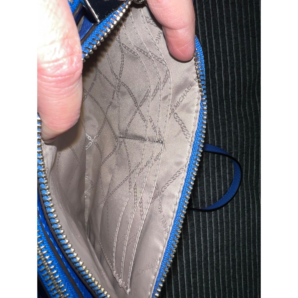Michael Kors Pebble Leather Double Pouch Crossbody Bag Oxford Multi Blue - Picture 10 of 16